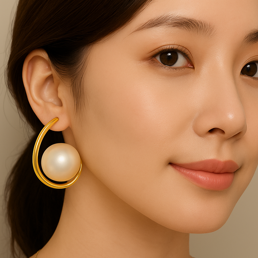 French retro temperament large pearl earrings