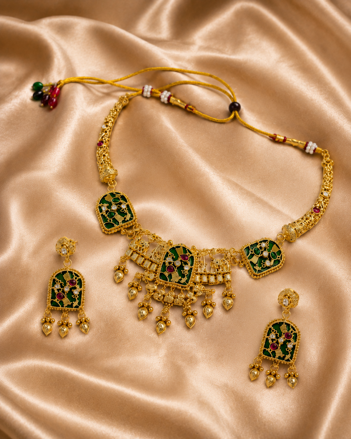 Meenakari Temple Necklace Set