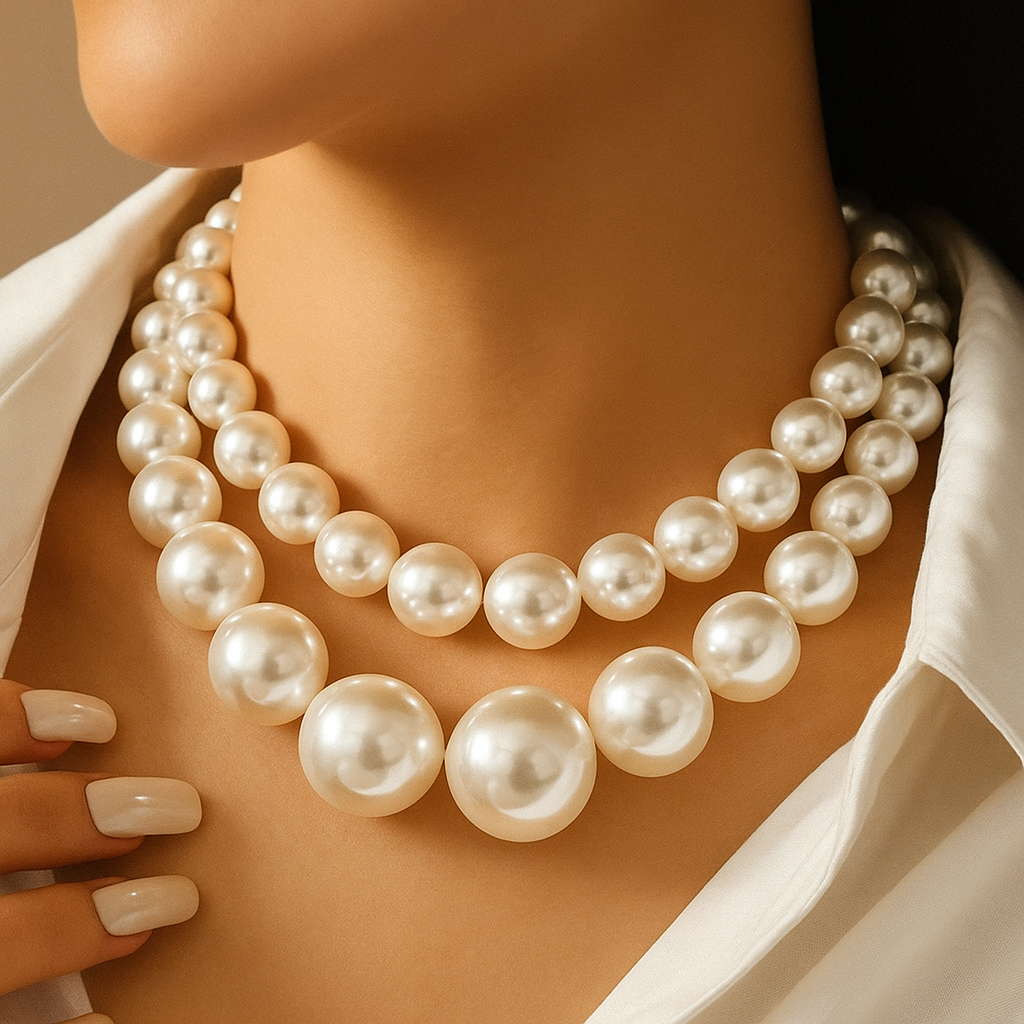 Two Layered Pearl Necklace Set