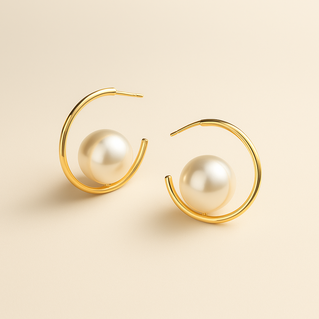 French retro temperament large pearl earrings