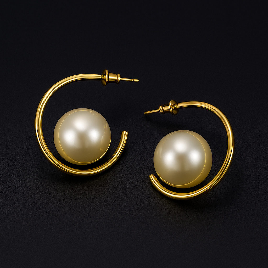 French retro temperament large pearl earrings
