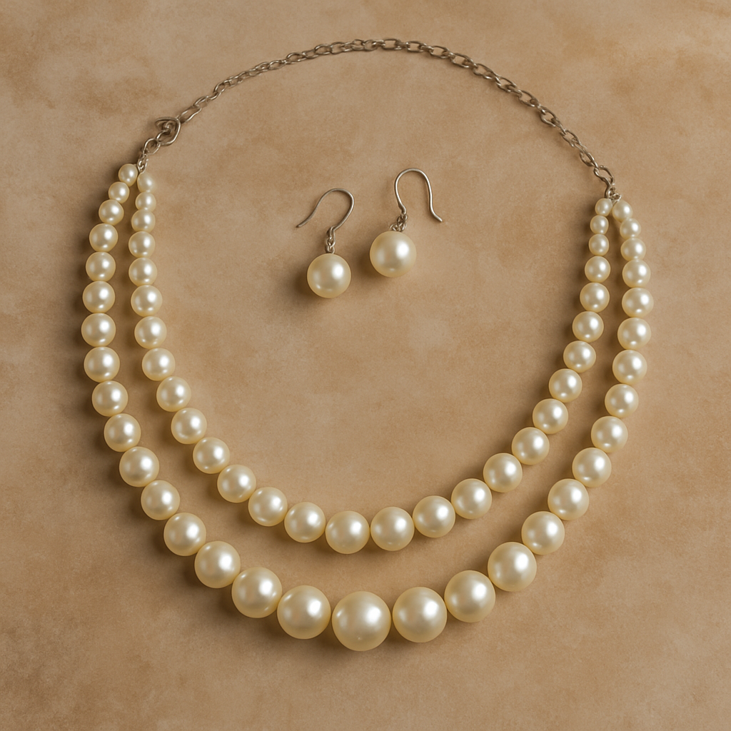 Two Layered Pearl Necklace Set