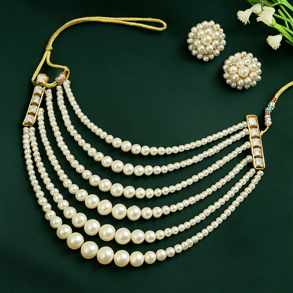 Pearl Multilayer Beaded Coker Necklace Set