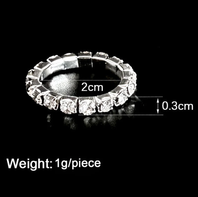 Multi-row diamond adjustable ring