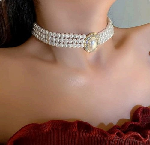 Pearl Choker Necklace Set
