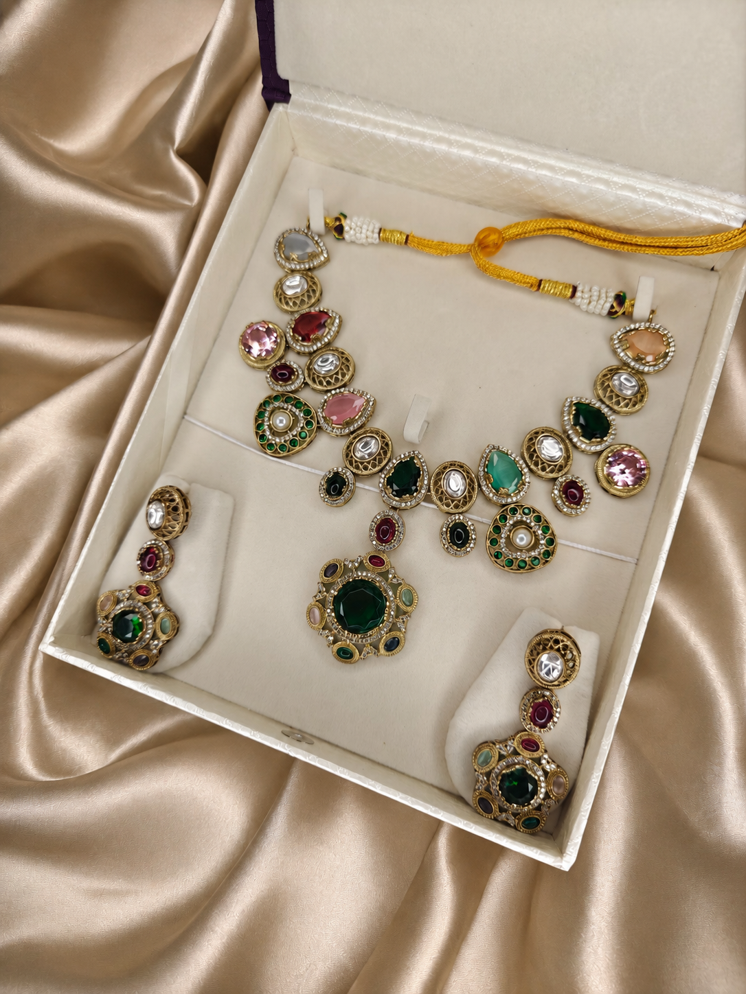 Sabyasachi Inspired Navratna Necklace Set