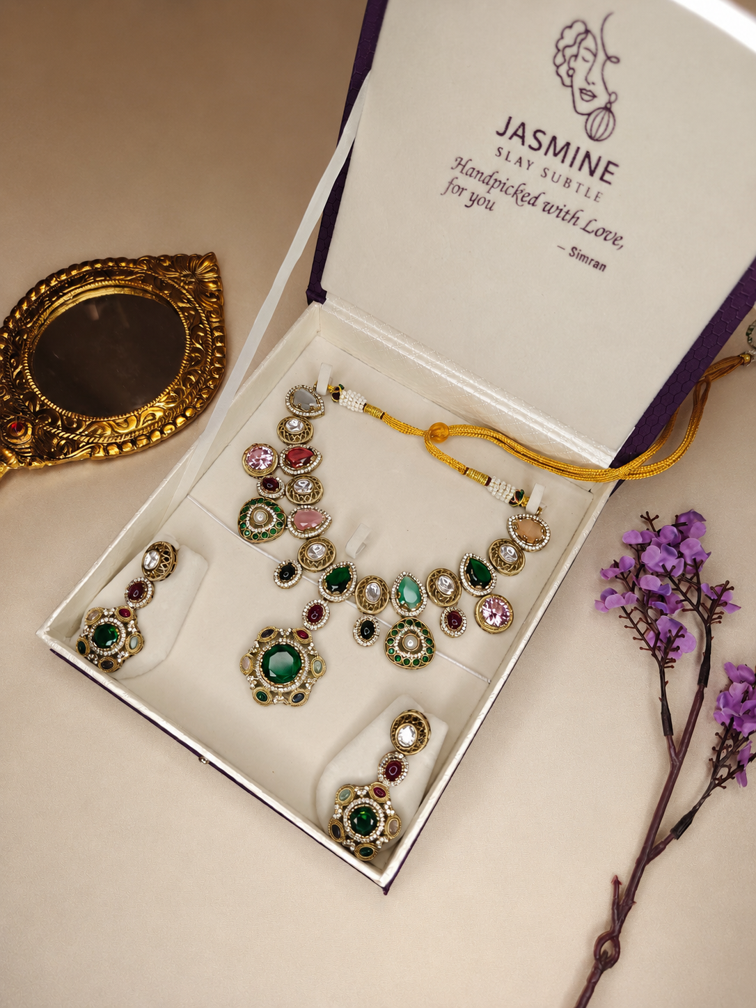 Sabyasachi Inspired Navratna Necklace Set
