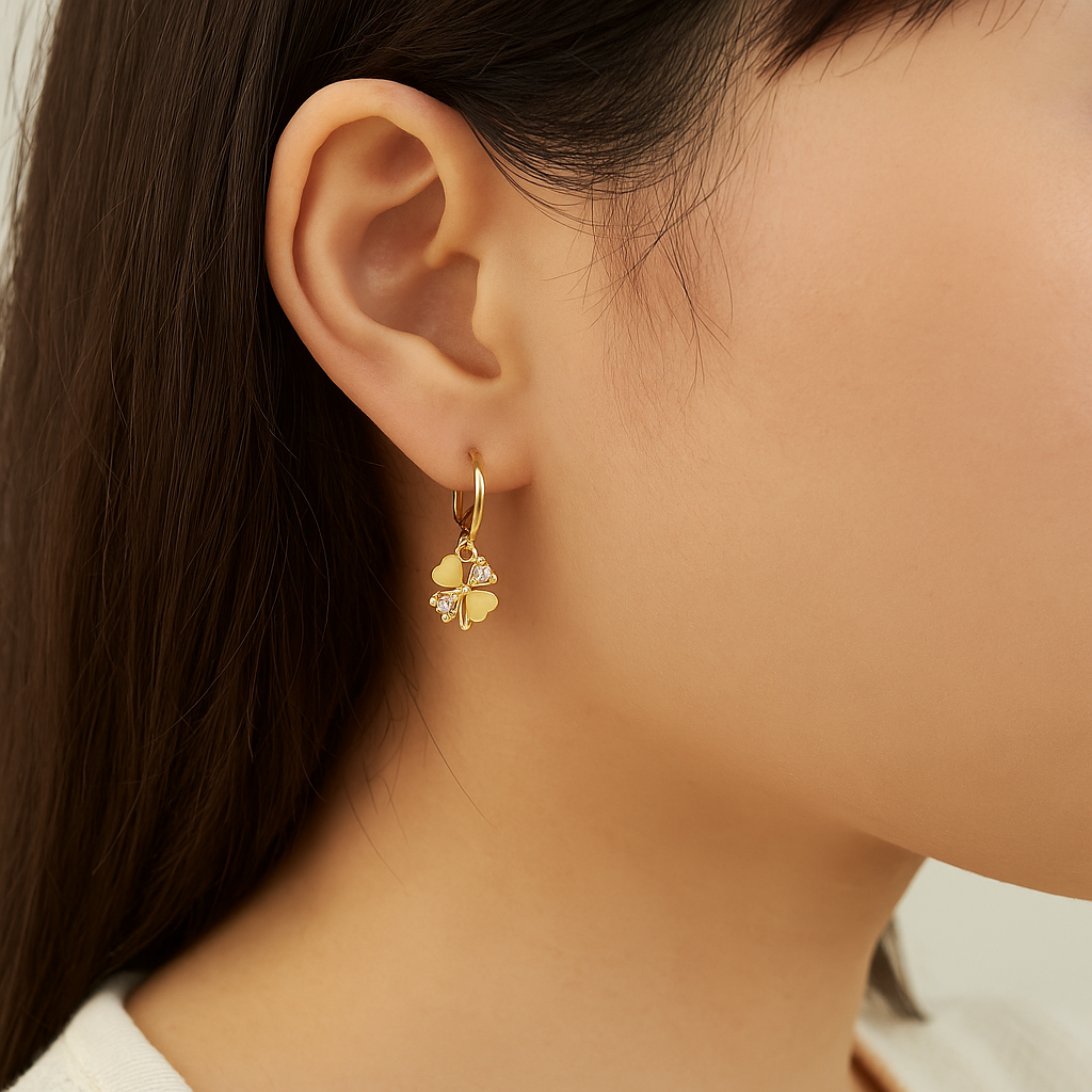 Four leaf flower earrings