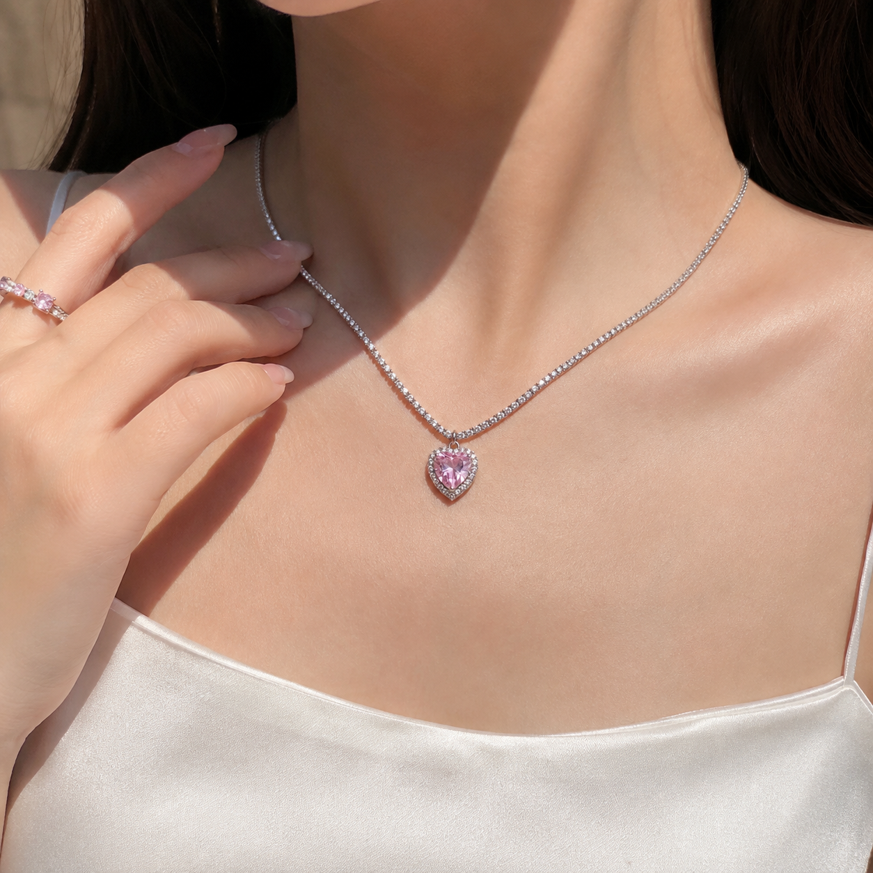 Roselle Heart Pendant Neckpiece