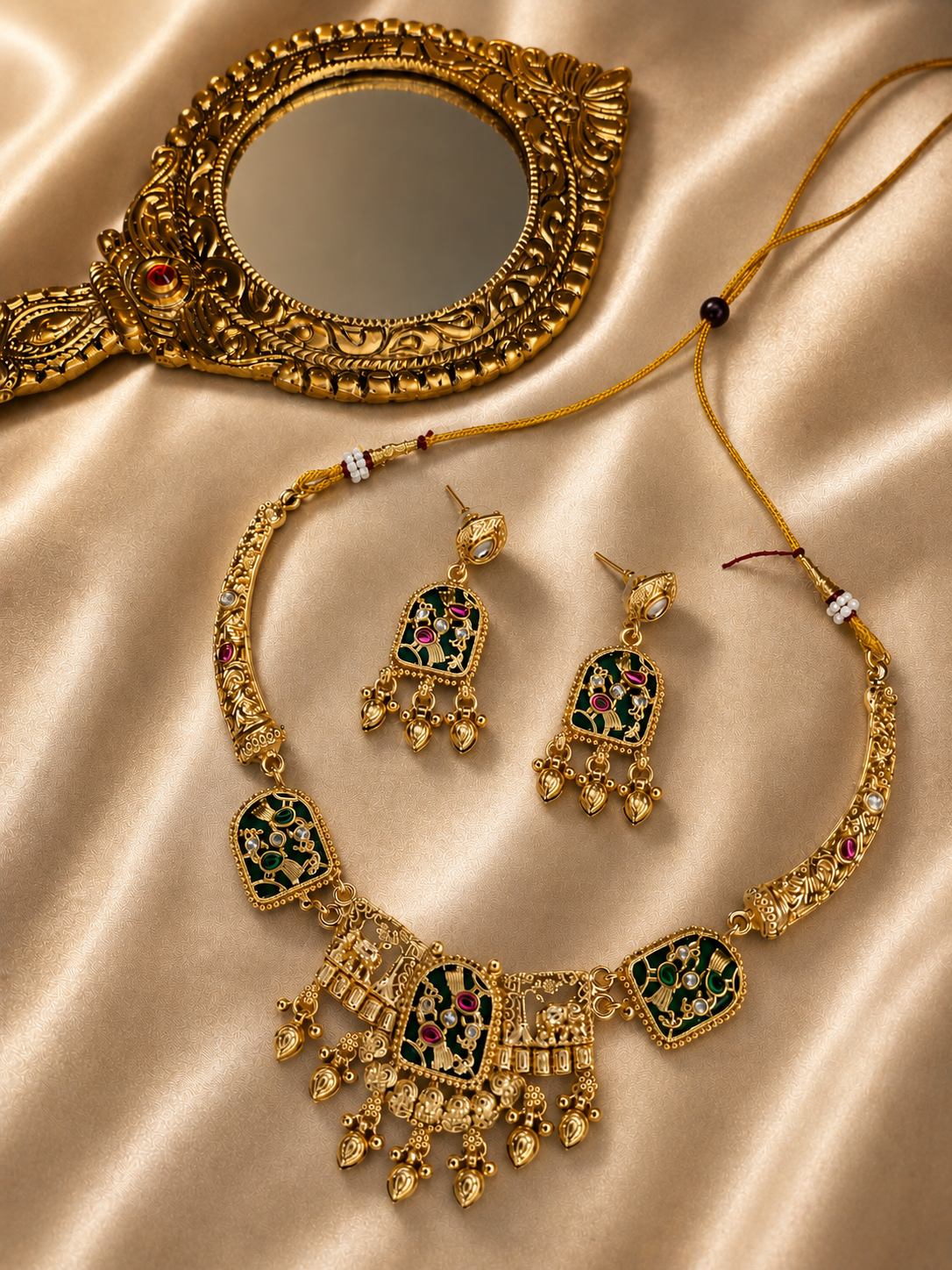 Meenakari Temple Necklace Set