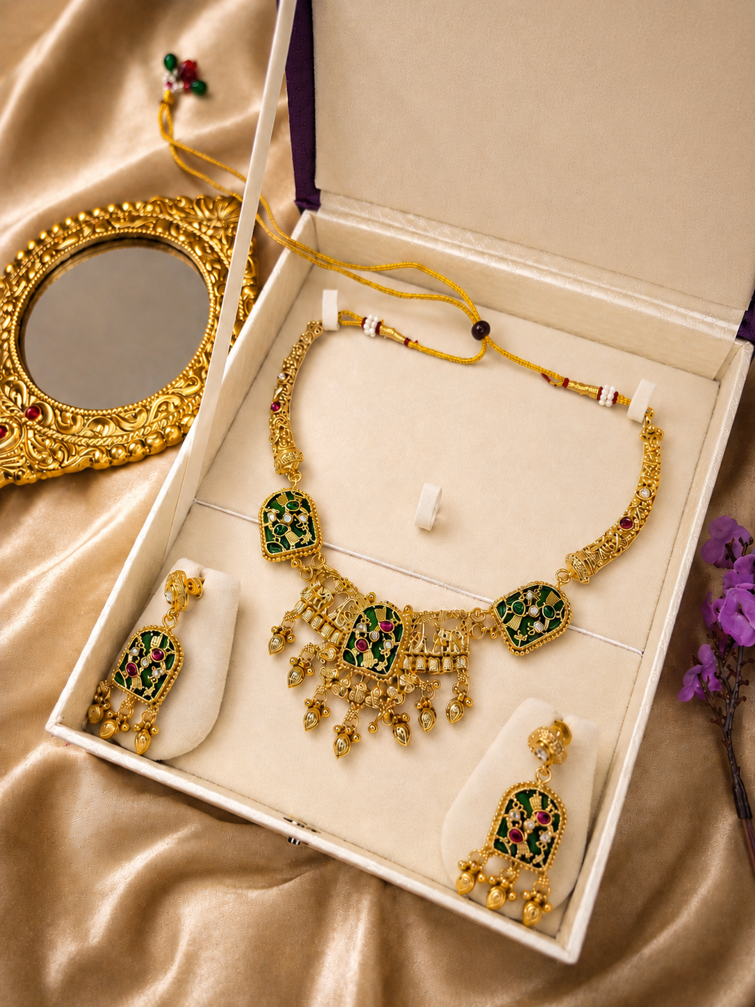 Meenakari Temple Necklace Set