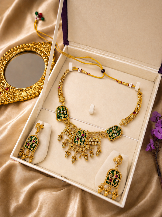 Meenakari Temple Necklace Set