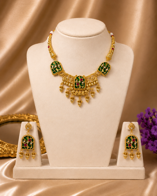 Meenakari Temple Necklace Set
