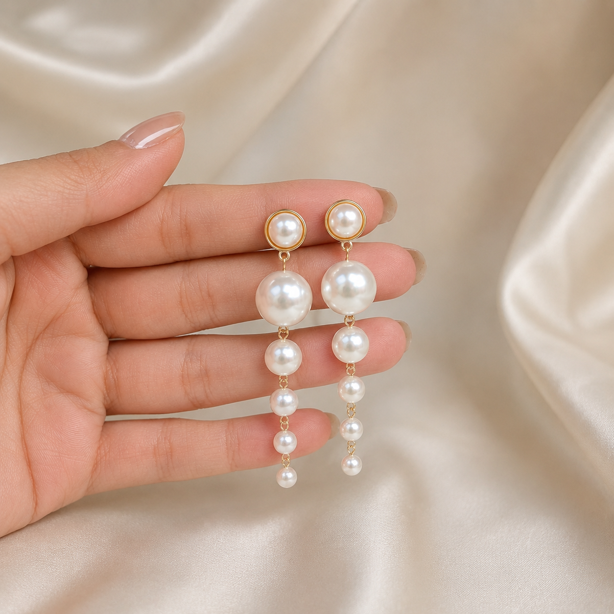 Pearl long earrings