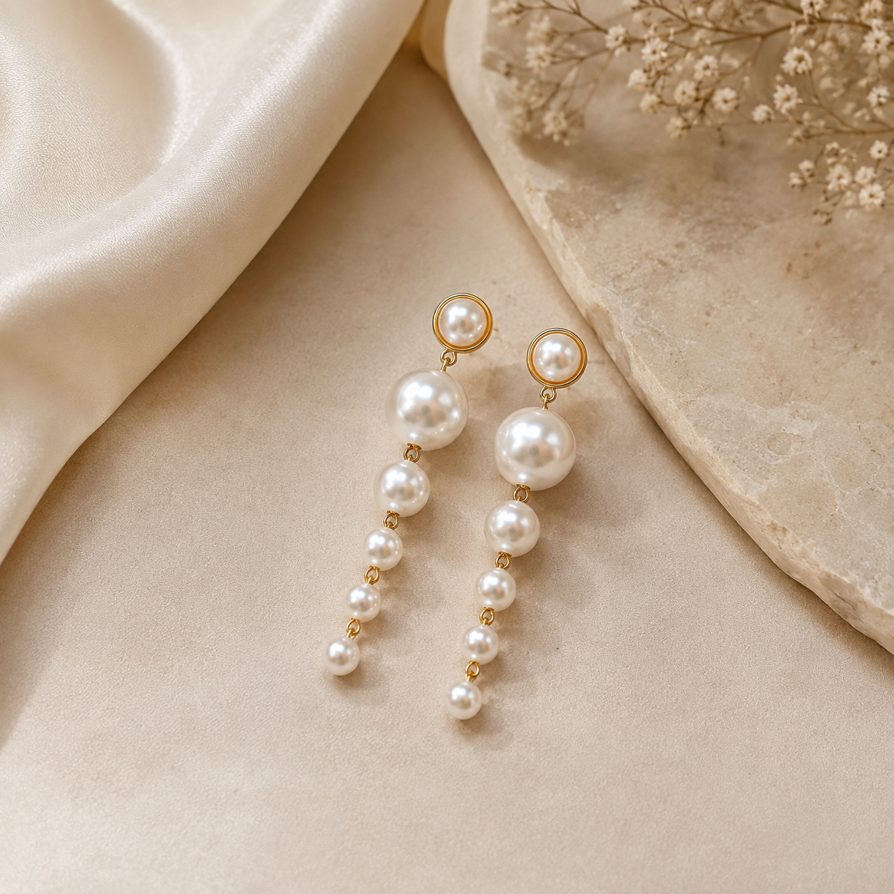 Pearl long earrings