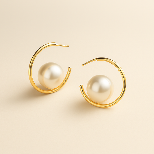French retro temperament large pearl earrings