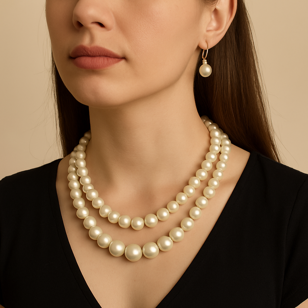 Two Layered Pearl Necklace Set