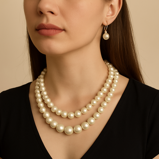 Two Layered Pearl Necklace Set