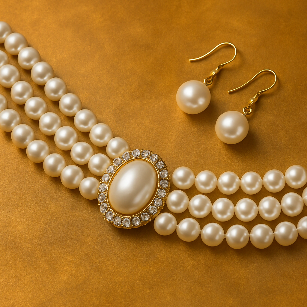 Pearl Choker Necklace Set