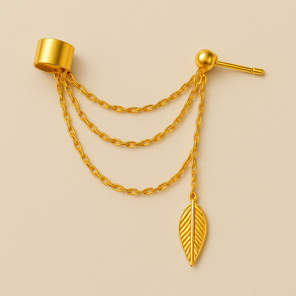 Chainleaf Charm Layered Earrings