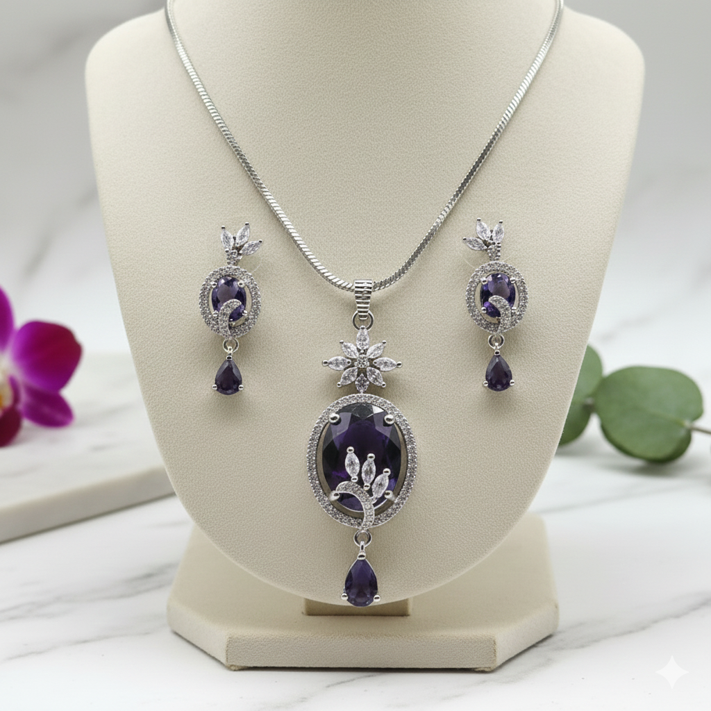 Lavender Crown Pendant Set