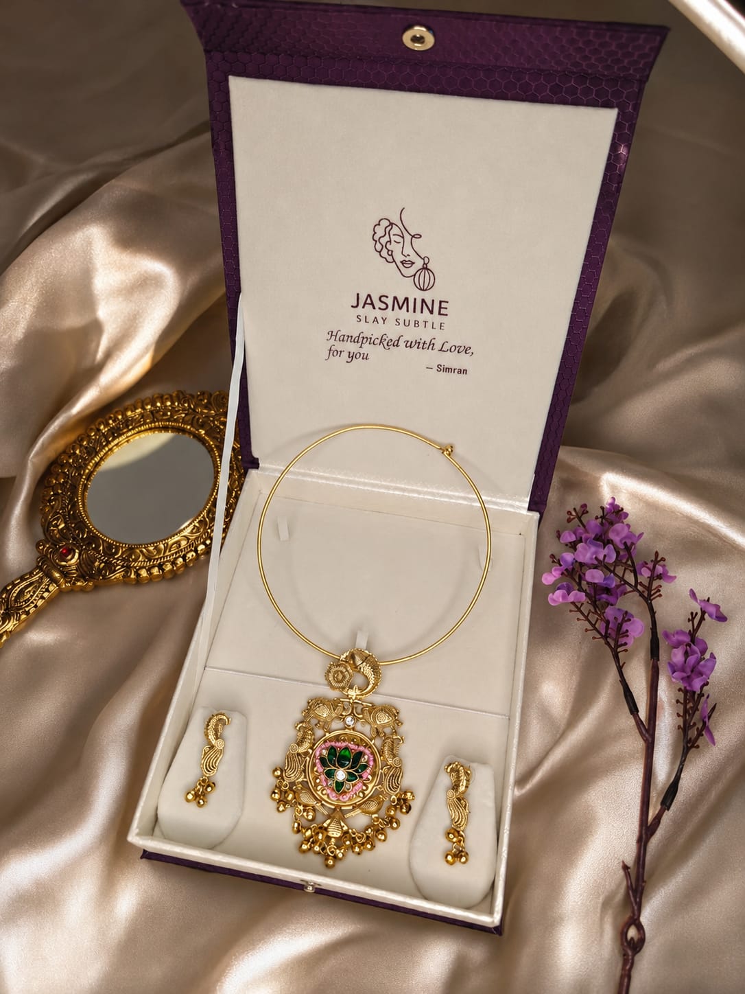 Peacock Lotus Hasli Necklace Set