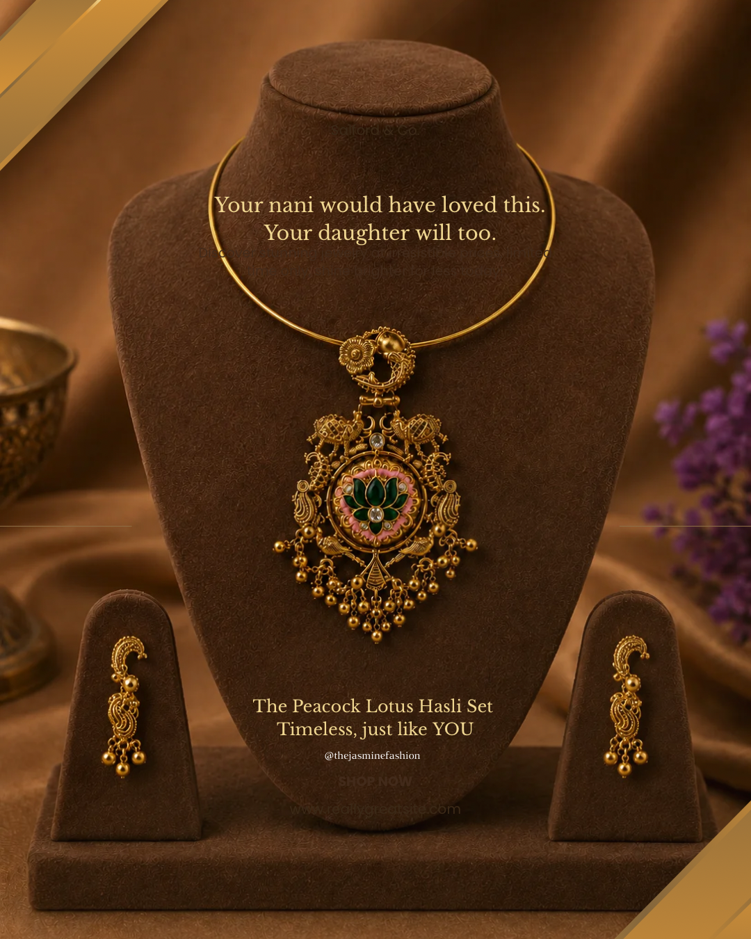 Peacock Lotus Hasli Necklace Set