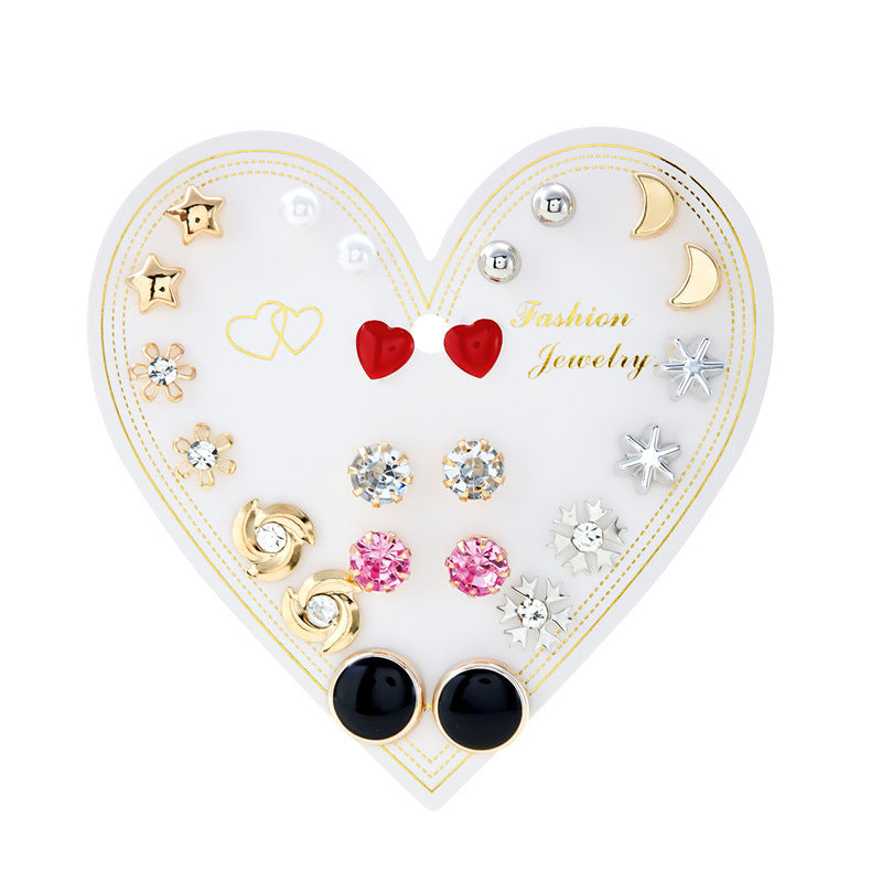 New monthly 12 pairs card-mounted earrings set