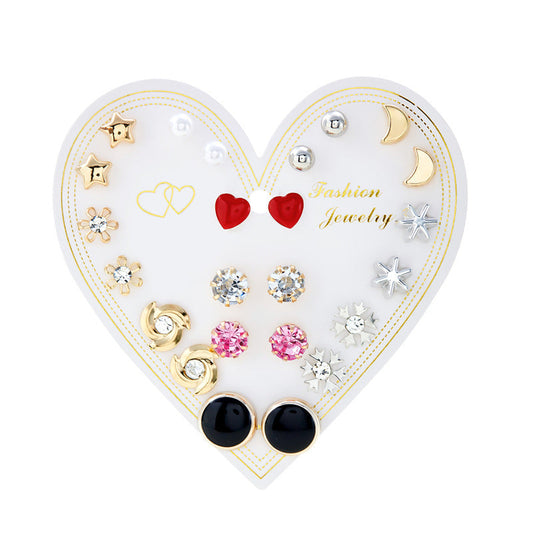 New monthly 12 pairs card-mounted earrings set