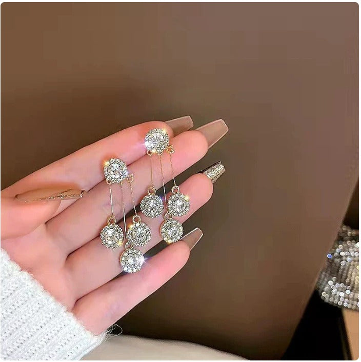 Flash Diamond tassel 2 in 1 earrings