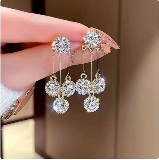 Flash Diamond tassel 2 in 1 earrings