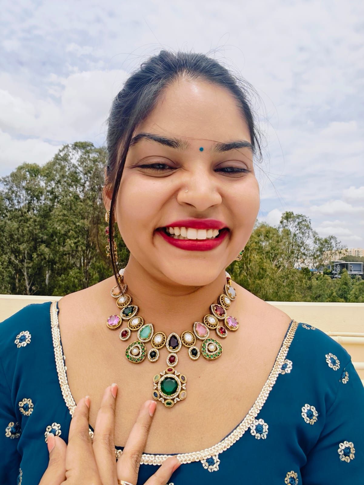 Sabyasachi Inspired Navratna Necklace Set