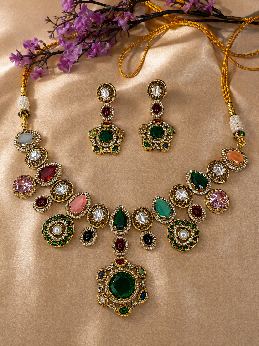 Sabyasachi Inspired Navratna Necklace Set