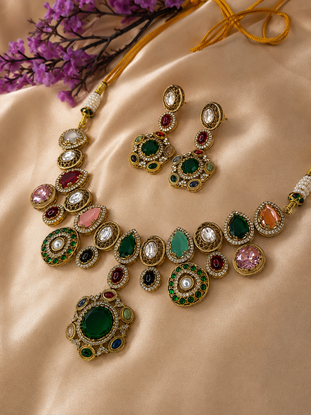 Sabyasachi Inspired Navratna Necklace Set
